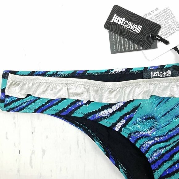 New Just Cavalli Women S US/EU 42 Stretch Bikini Blue Push-Up Two-Piece Swimsuit - Picture 7 of 14